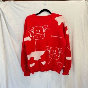Red Cow Print Sweater